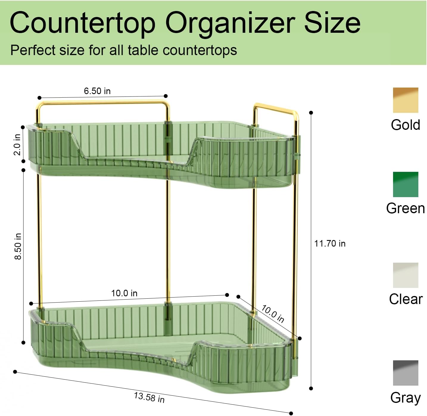 2-Tier Clear Bathroom Organize - огляд і ціна Luxury Skincare Tray